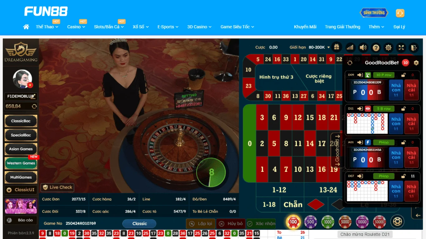 Trải nghiệm Roulette tại FUN88