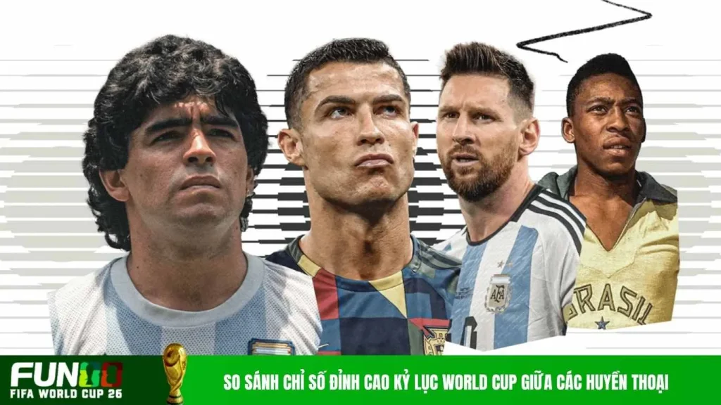 So sánh chỉ số đỉnh cao kỷ lục World Cup giữa các huyền thoại