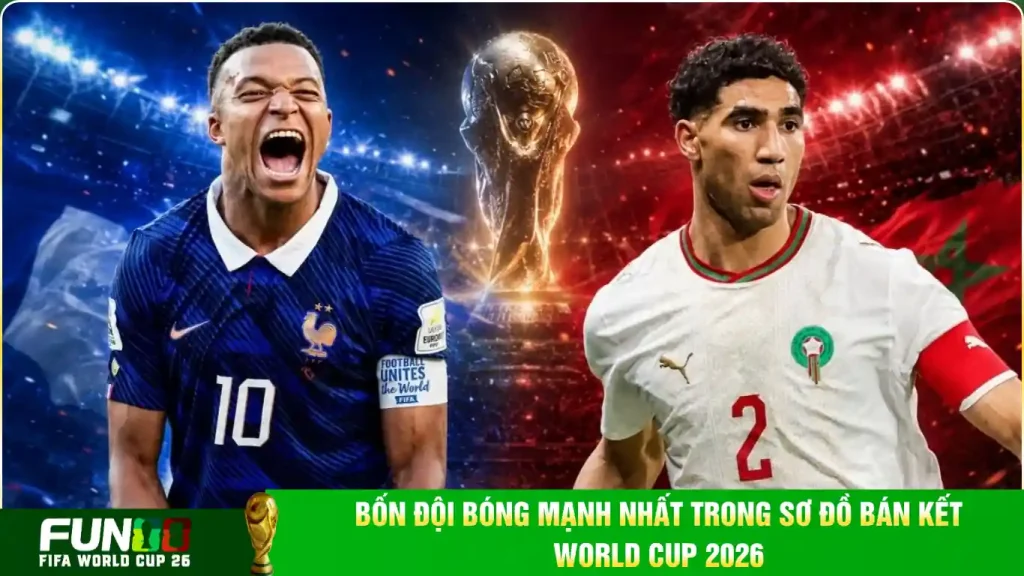 Bốn đội bóng mạnh nhất trong sơ đồ bán kết World Cup 2026