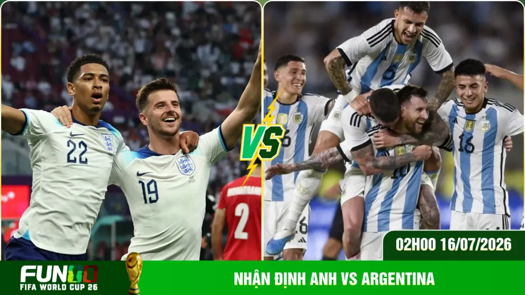 Đội hình ra sân của Anh vs Argentina