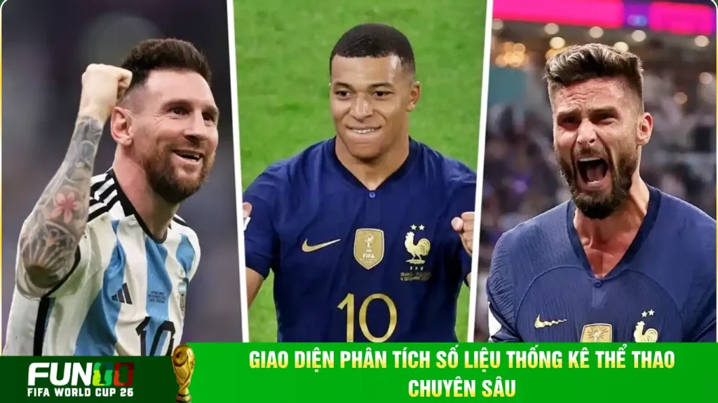 Giao diện phân tích số liệu thống kê thể thao chuyên sâu