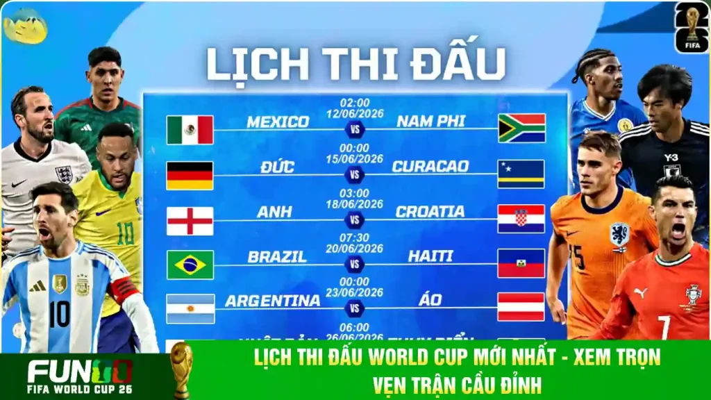 lích thi đấu world cup mới nhất